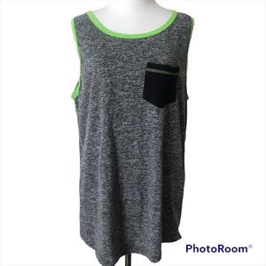 Men’s Broken Threads Summer Tank Top size Large, gray with neon trim